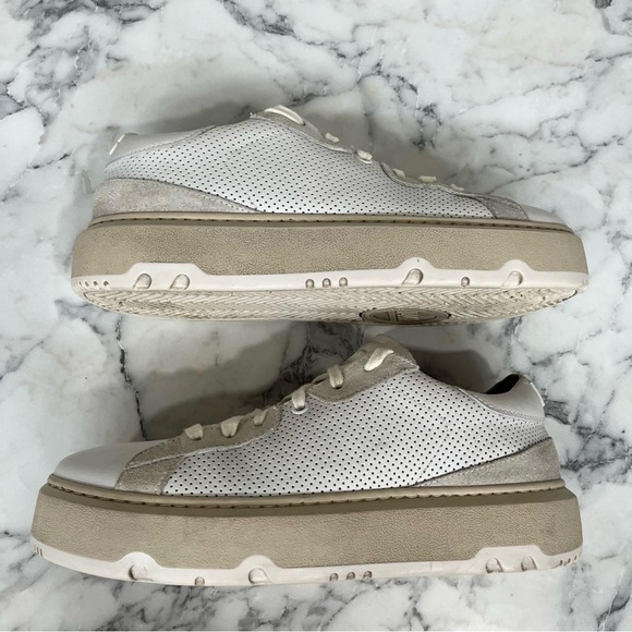 P448 Aerial Sneakers Perforated White Leather Woman’s Size 38 US 7.5/8 - Picture 8 of 11